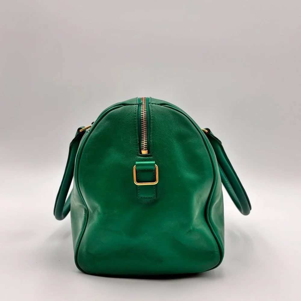 Saint Laurent Green Leather Duffle Top Handle Bag Gold Hardware - Picture 4 of 9